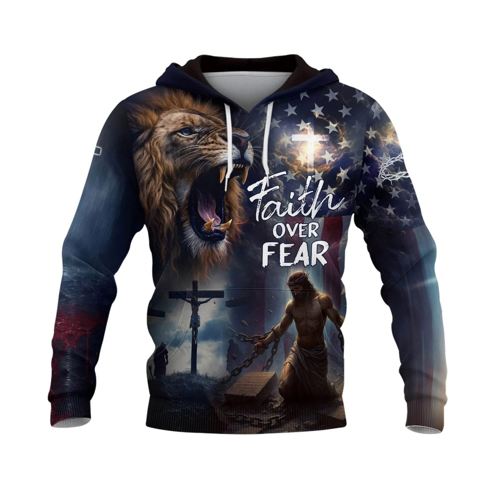Faith Over Fear Hoodie Christian Based Apparel Religious Gifts For Men - Lilybirchmarket