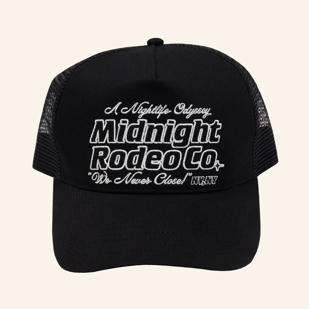 Fashion Moves Forward Merch Midnight Rodeo Nightlife Odyssey Embroidered Trucker Hat Gifts - Lilybirchmarket