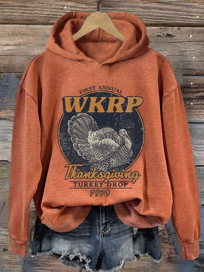 First Annual WKRP Thanksgiving Turkey Drop 1978 Hoodie Thanksgiving Women Clothes - Lilybirchmarket