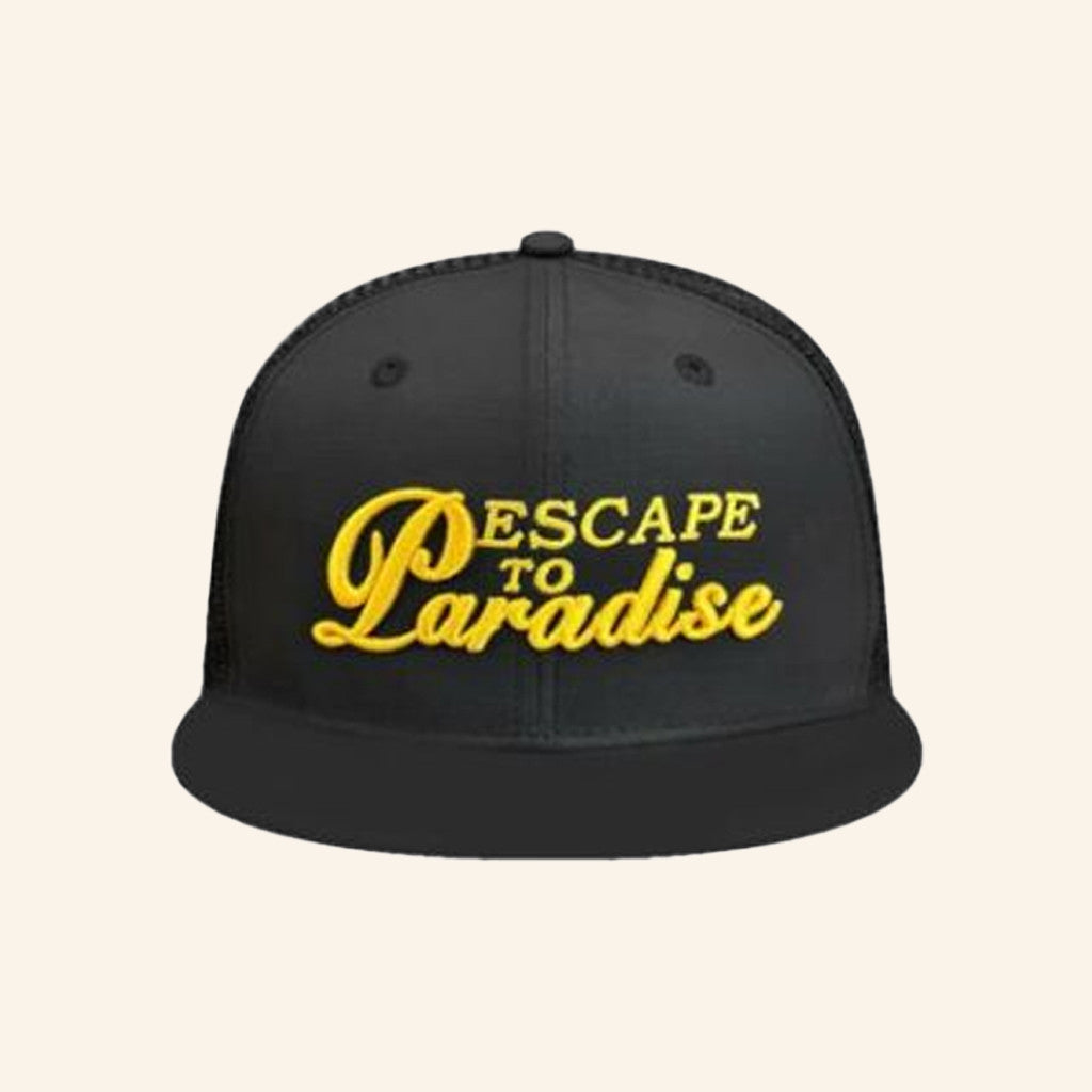 Fitted Hawaii Merch Embroidered Escape To Paradise Trucker Snapback Hat Dad Gifts - Lilybirchmarket