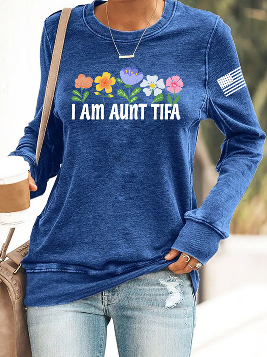 Flowers I Am Aunt Tifa Sweatshirt 8647 No'Kings Sweatshirt Pro Democracy Merch For Supporters - Lilybirchmarket
