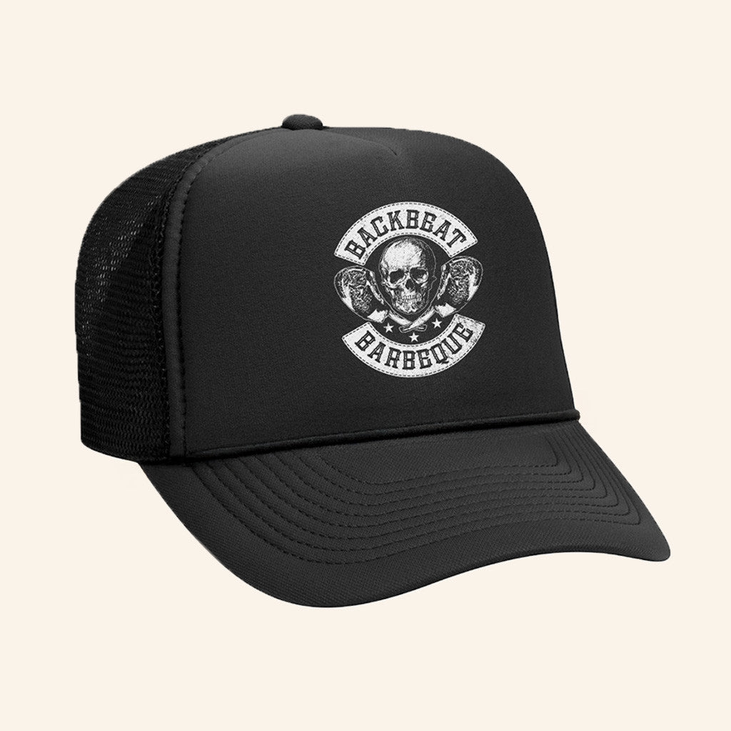 Foo Fighters Merch Skull And Steak Trucker Hat Backbeat BBQ Logo Cap Gift For Brother - Lilybirchmarket