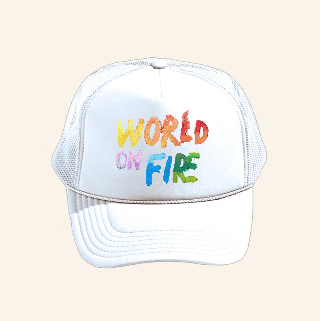 Forking And Country Merch World On Fire Trucker Hat Xmas Presents For Him - Lilybirchmarket