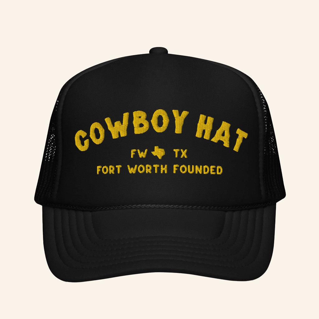 Fort Worth Founded Merch Cowboy Hat Embroidered Trucker Hat Xmas Gifts For Men - Lilybirchmarket