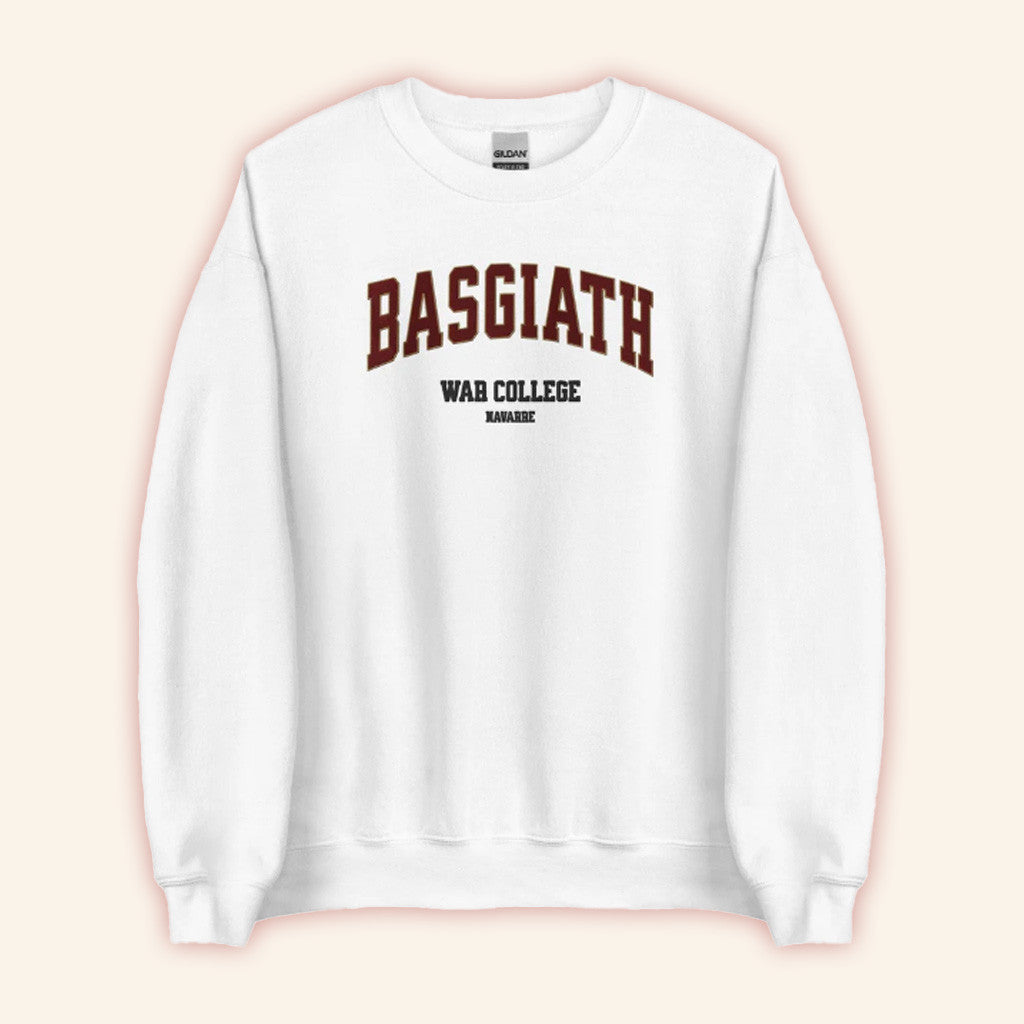 Fourth Wing Merch Basgiath War College Embroidered Sweatshirt White Gifts For Her - Lilybirchmarket