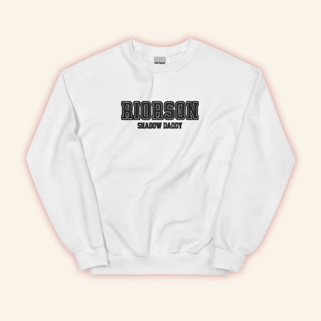 Fourth Wing Merch Riorson Shadow Daddy Embroidered Sweatshirt White Present For Wife - Lilybirchmarket