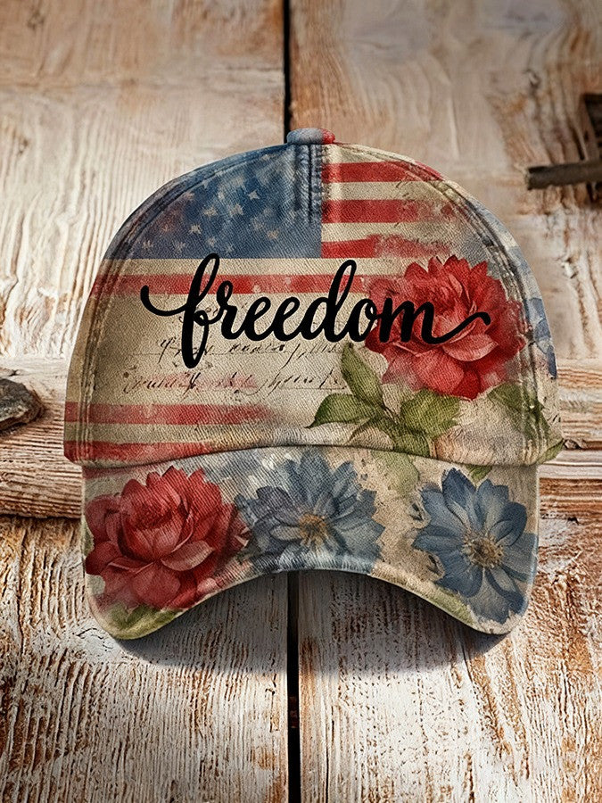 Freedom Charlie Kirk Hat American Flag Flowers Baseball Cap Patriotic Gifts For Her - Lilybirchmarket