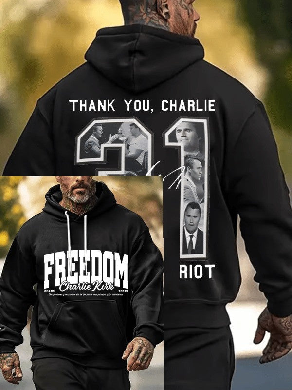 Freedom Charlie Kirk Signed Hoodie Thank You Charlie 31 A True Patriot Tribute Gifts - Lilybirchmarket