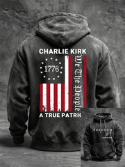 Freedom Charlie Kirk Signed Washed Hoodie We The People A True Patriot Clothing Memorial - Lilybirchmarket