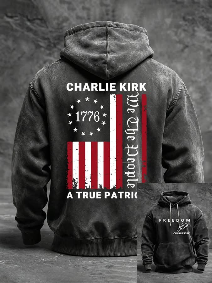 Freedom Charlie Kirk Signed Washed Hoodie We The People A True Patriot Clothing Memorial - Lilybirchmarket