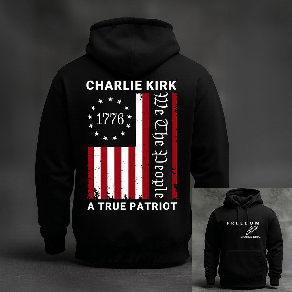 Freedom Charlie Kirk Signed Washed Hoodie We The People A True Patriot Clothing Memorial - Lilybirchmarket