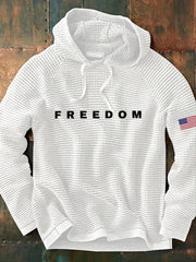 Freedom Charlie Kirk Waffle Hoodie White Charlie Kirk Clothing Tribute Gifts - Lilybirchmarket