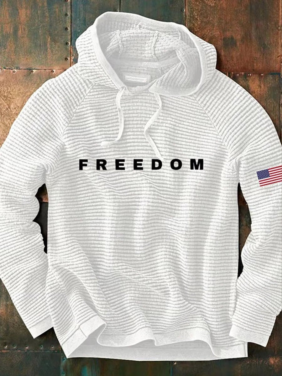 Freedom Charlie Kirk Waffle Hoodie White Charlie Kirk Clothing Tribute Gifts - Lilybirchmarket