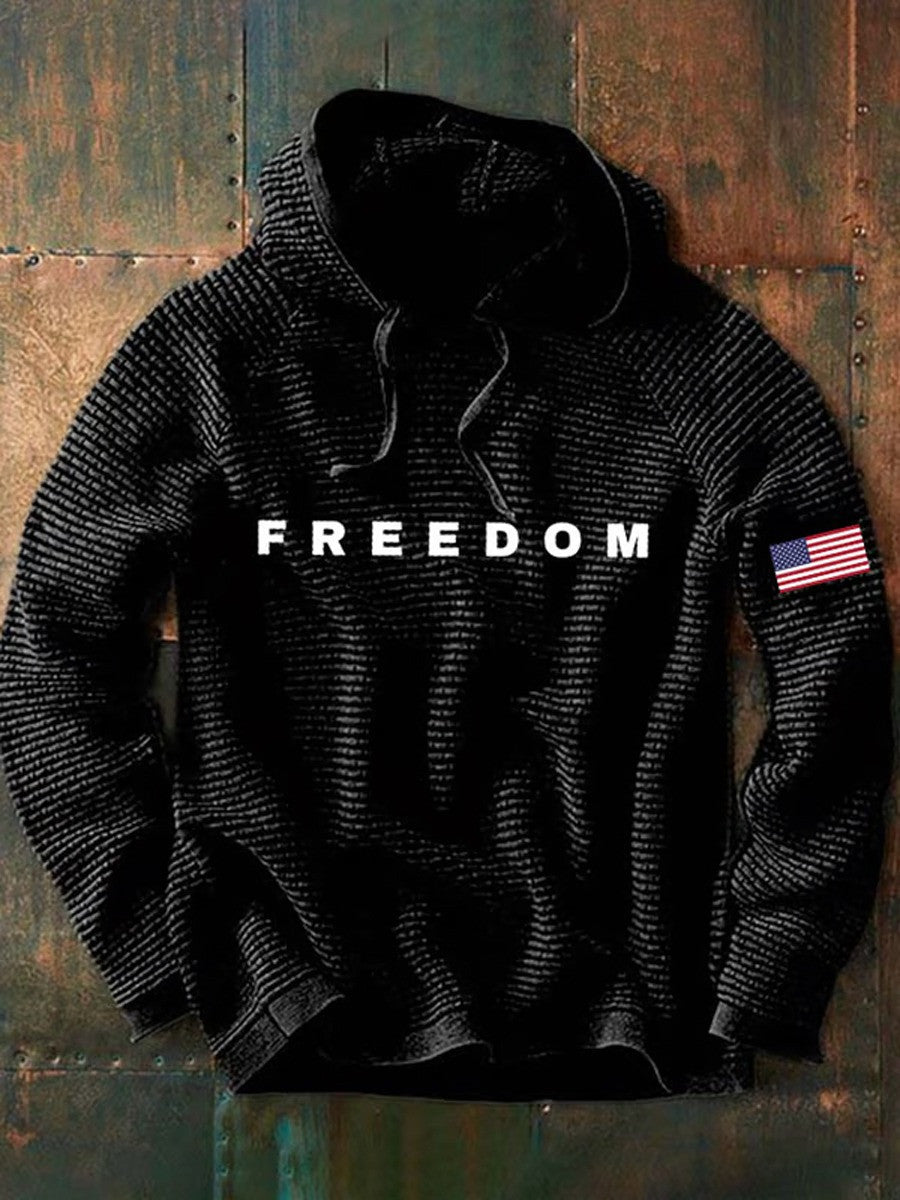 Freedom Charlie Kirk Waffle Hoodie White Charlie Kirk Was Wearing Clothing Wore Tribute - Lilybirchmarket