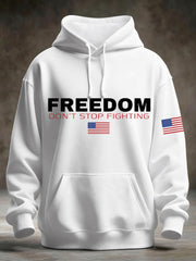 Freedom Charlie Kirk White Hoodie Freedom Don't Stop Fighting TPUSA America Flag Clothing - Lilybirchmarket