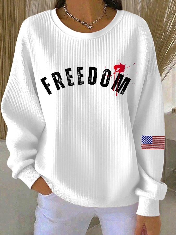 Freedom Sweatshirt White Charlie Kirk Sweatshirt Freedom Charlie Kirk Merch Gifts For Mom - Lilybirchmarket