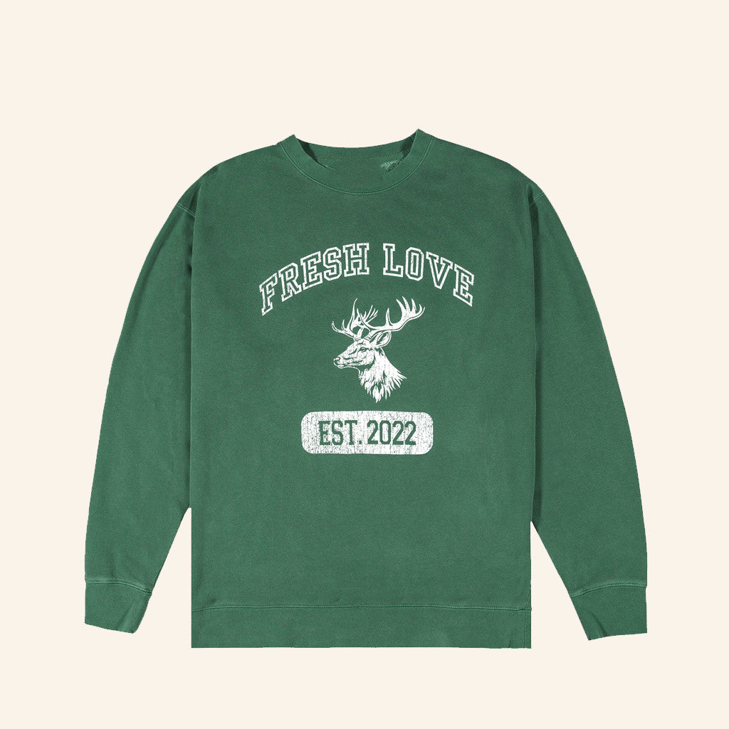 Fresh Love Clothing Merch Green College Logo Sweatshirt Christmas Ideas For Him - Lilybirchmarket