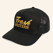 Fresh Western Hat Black And Gold Embroidered Trucker Hat Gifts For Dad - Lilybirchmarket