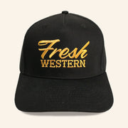 Fresh Western Hat Embroidered Black And Gold Trucker Hat Gifts For Him - Lilybirchmarket