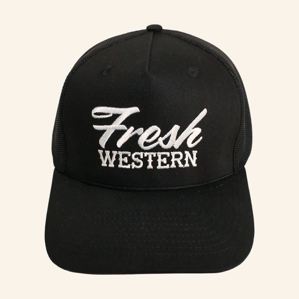 Fresh Western Hat Embroidered Black And White Trucker Hat Present For Dad - Lilybirchmarket