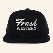 Fresh Western Hat Embroidered FW Trucker Snapback Hat Black And White Gifts For Him - Lilybirchmarket