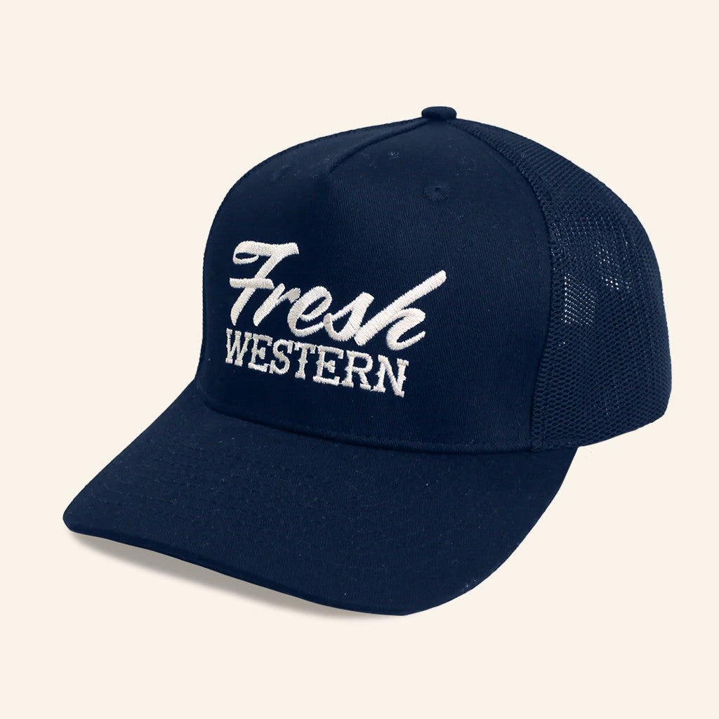 Fresh Western Hat Navy And White Embroidered Hat Gifts For Friends - Lilybirchmarket