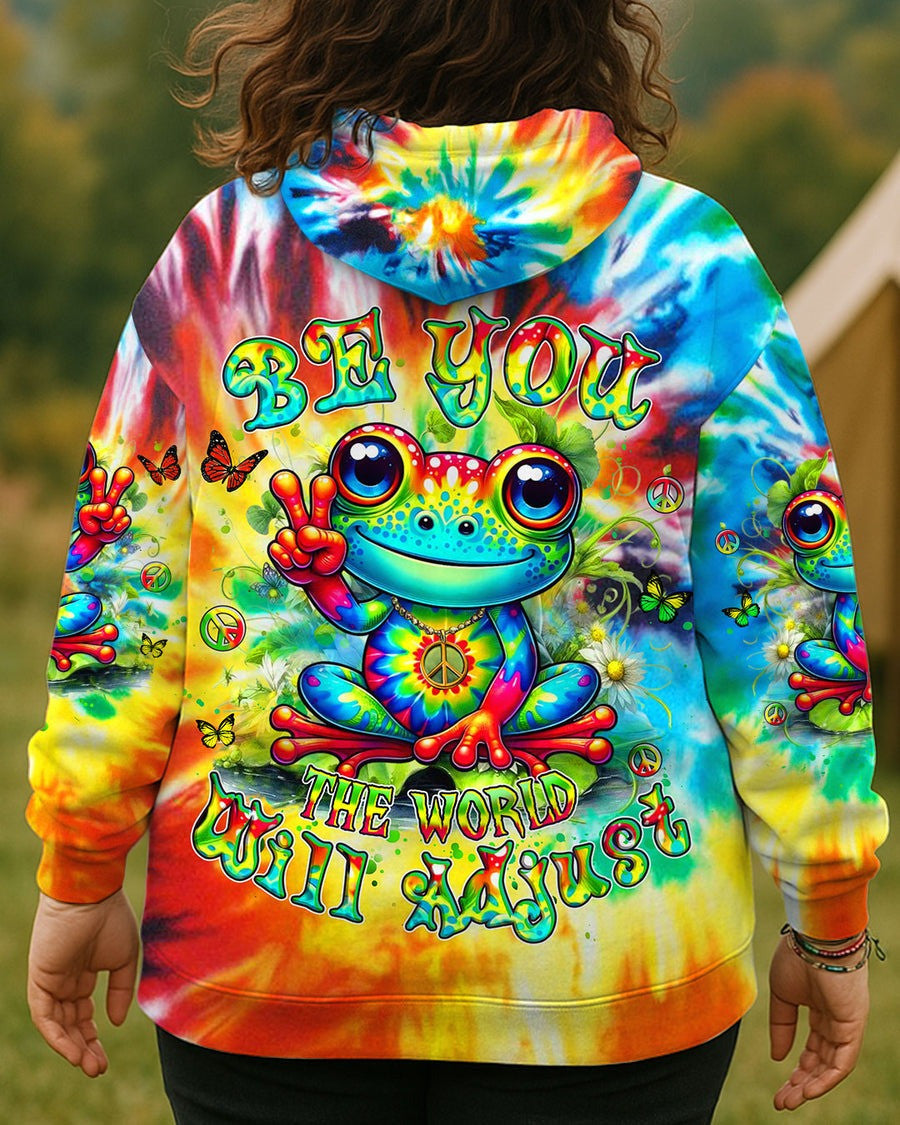 Frog Be You The World Will Adjust Hoodie Hippie Tie Dye Hoodie Christmas Gifts For Bestie - Lilybirchmarket