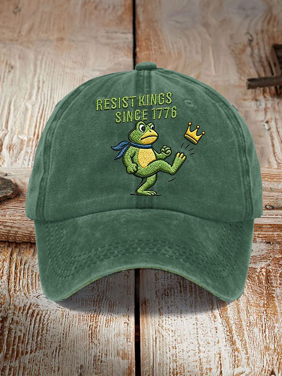Frog Resist Hat Embroidered Resist Kings Since 1776 Hat Portland Frog Merch Gifts For Patriots - Lilybirchmarket