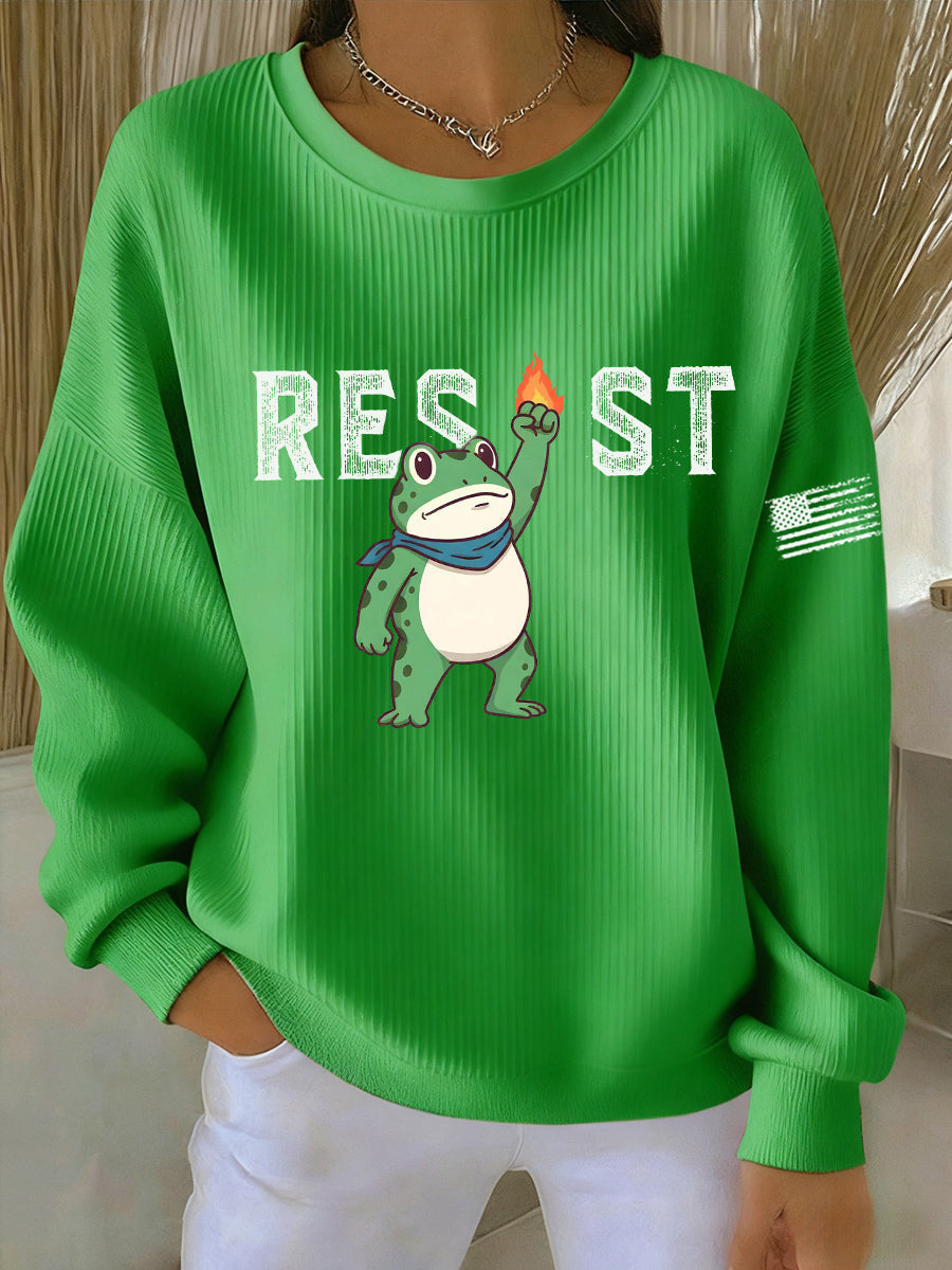 Frog Resist Sweatshirt Anti Fascism Frog Sweatshirt No Kings Merch Gifts For Girlfriend - Lilybirchmarket