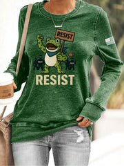 Frog Resist Sweatshirt Anti ICE Frog Sweatshirt No Kings In America Merch Women's Gifts - Lilybirchmarket
