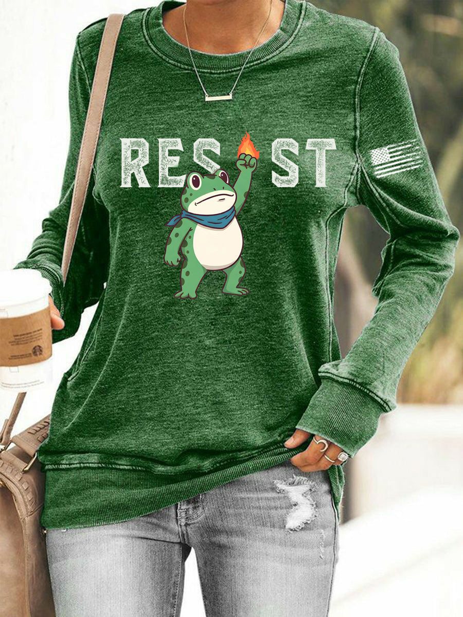 Frog Resist Sweatshirt No Kings 8647 Movement Sweatshirt Portland Frog Merch Gifts For Daughter - Lilybirchmarket