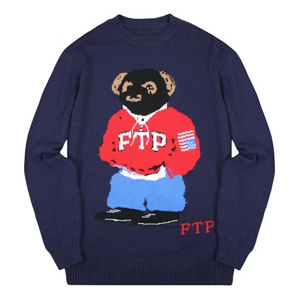 FTP Merch FTP Bear Navy Sweater Gifts For Husband - Lilybirchmarket