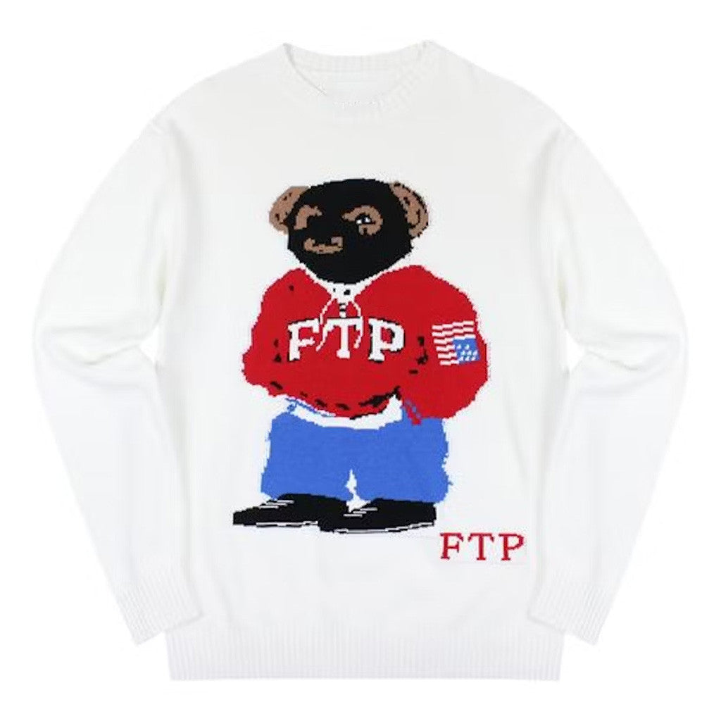 FTP Merch FTP Bear White Sweater Best Gifts For Husband - Lilybirchmarket