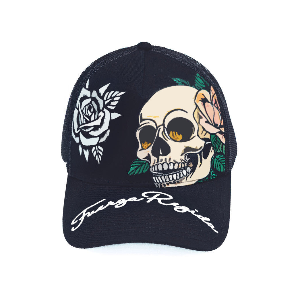 Fuerza Regida Merch Skull FR Trucker Hat Gift Ideas For Husband - Lilybirchmarket
