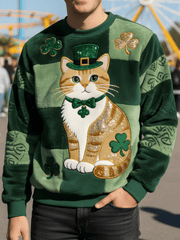  Funny Cat Saint Patrick's Day Sweatshirt St Patrick's Day Men's Apparel Cat Lovers Gifts - TradiViet