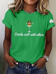  Funny Leprechaun Drink Well With Others T Shirt St Patrick'S Day Shirt n Irish Festival Gift - TradiViet