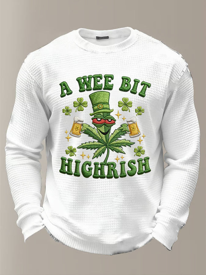  Funny St Patrick Day A Wee Bit Highrish Waffle Long Sleeve T-Shirt Good St Patrick'S Day Gifts - TradiViet