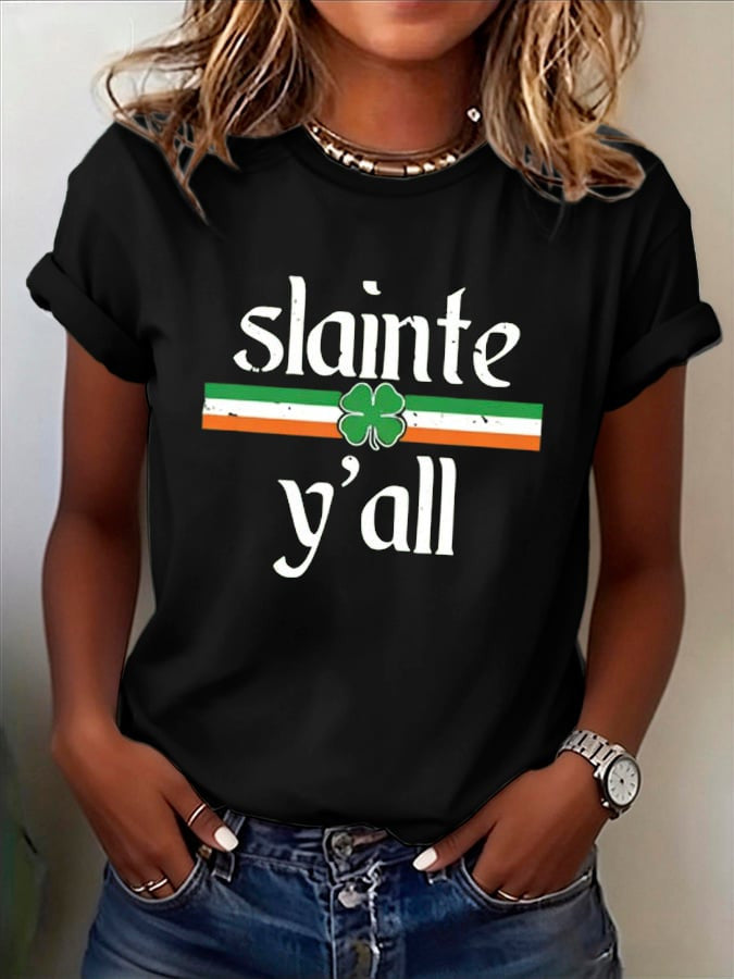  Funny St Patricks Day Irish Toast Cheers Slainte Y'all T-Shirt Clover Graphic Tee Gift Idea - TradiViet
