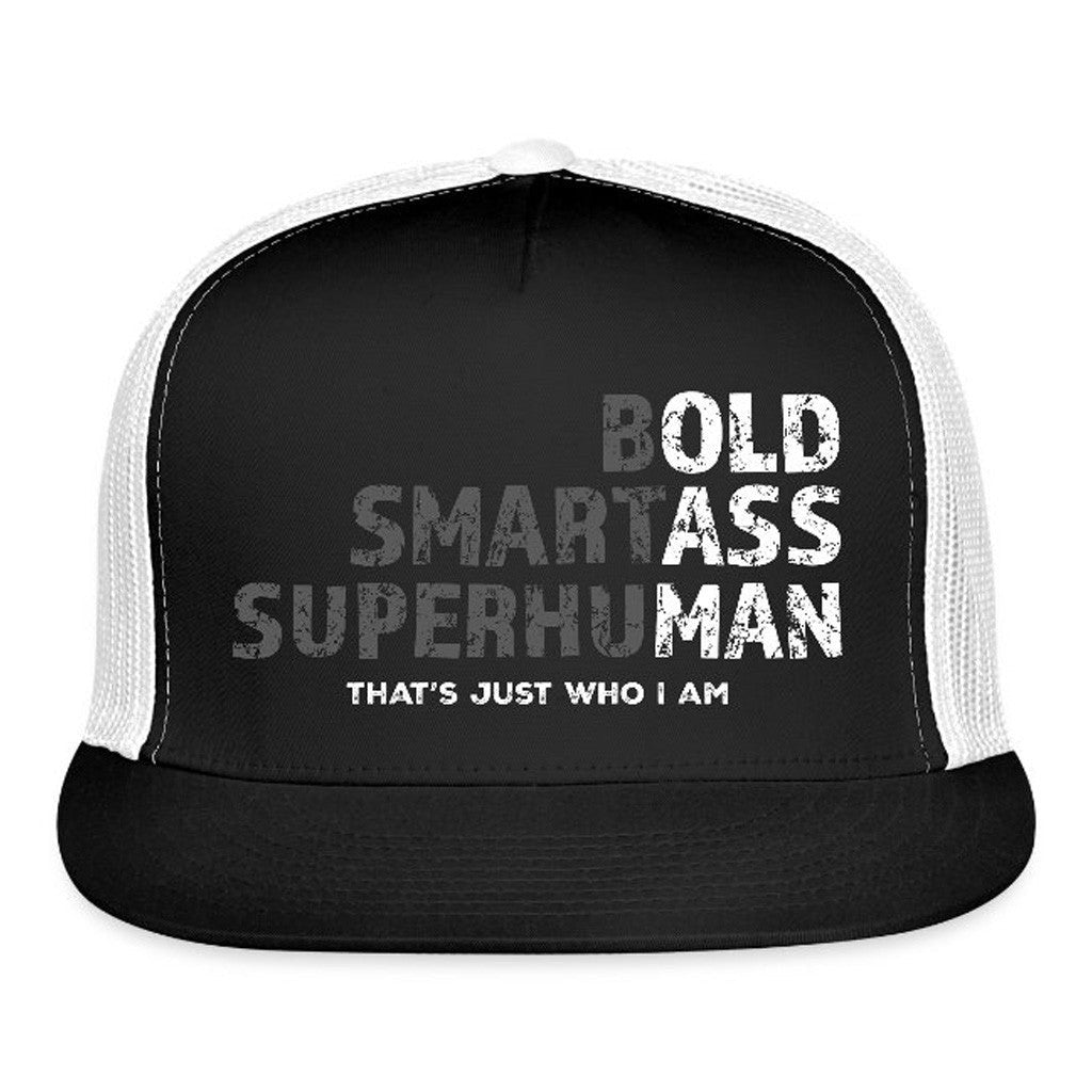 Funnymule Store Merch Bold Smartass Superhuman Trucker Hat Snapback Dad Gifts - Lilybirchmarket
