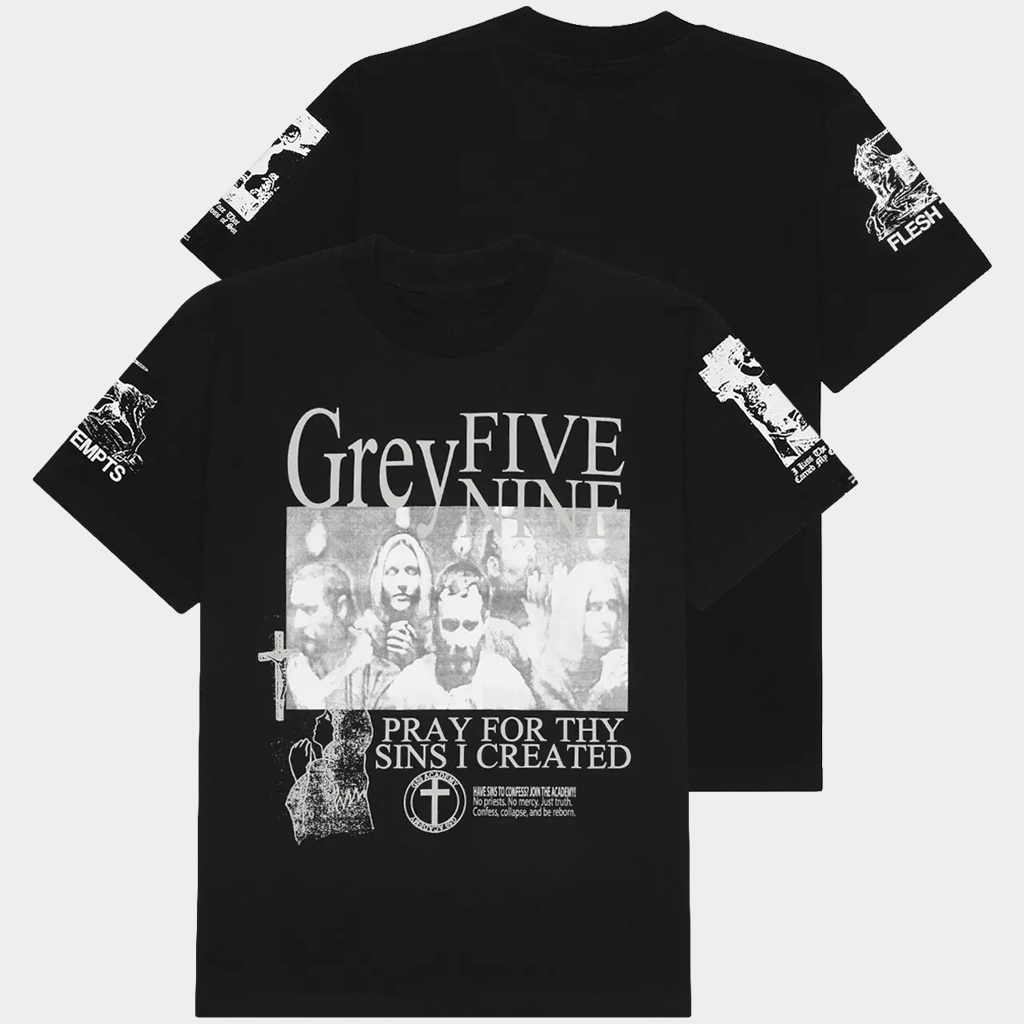 G59 Merch Black G59 Confessional T-Shirt Grey Five Nine Shirt Pray For Thy Sins I Created - Lily Birch Market