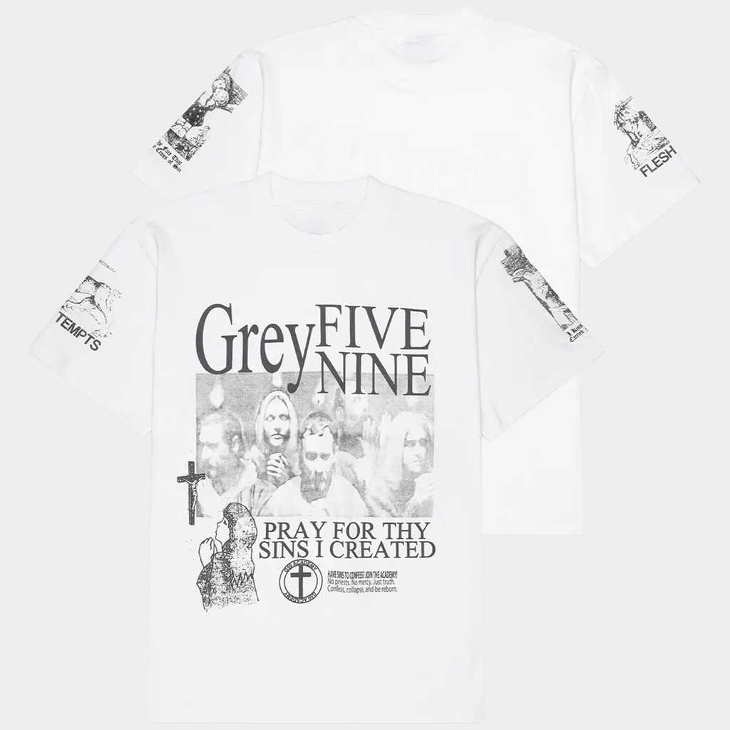 G59 Merch G59 Confessional T-Shirt Grey Five Nine Shirt Pray For Thy Sins I Created Apparel - Lily Birch Market