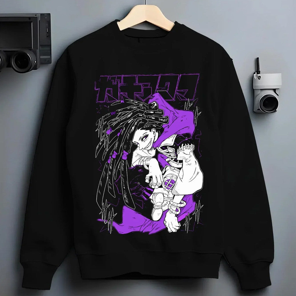 Gachiakuta Merch Rudo Sweatshirt Gachiakuta Purple Dreadlock Form Crewneck Gifts For Her - Lilybirchmarket