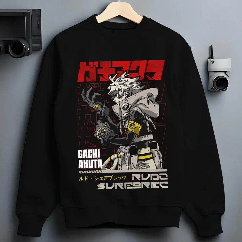 Gachiakuta Merch Rudo Sweatshirt Gachiakuta Weaponized Armor Suit Crewneck Gifts For Him - Lilybirchmarket