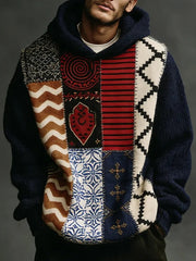 Geometric Pattern Knit Hoodie Men Casual Stylish Best Gift For Men - Lilybirchmarket