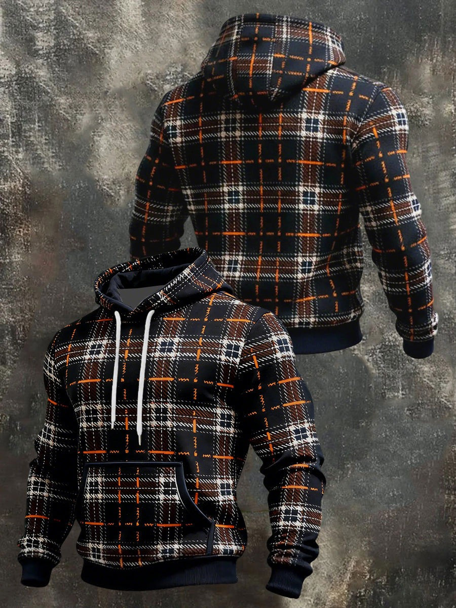 Geometric Patterns Hoodie Plaid Hooded Sweatshirt Streetwear Apparel Father's Day Gifts - Lilybirchmarket