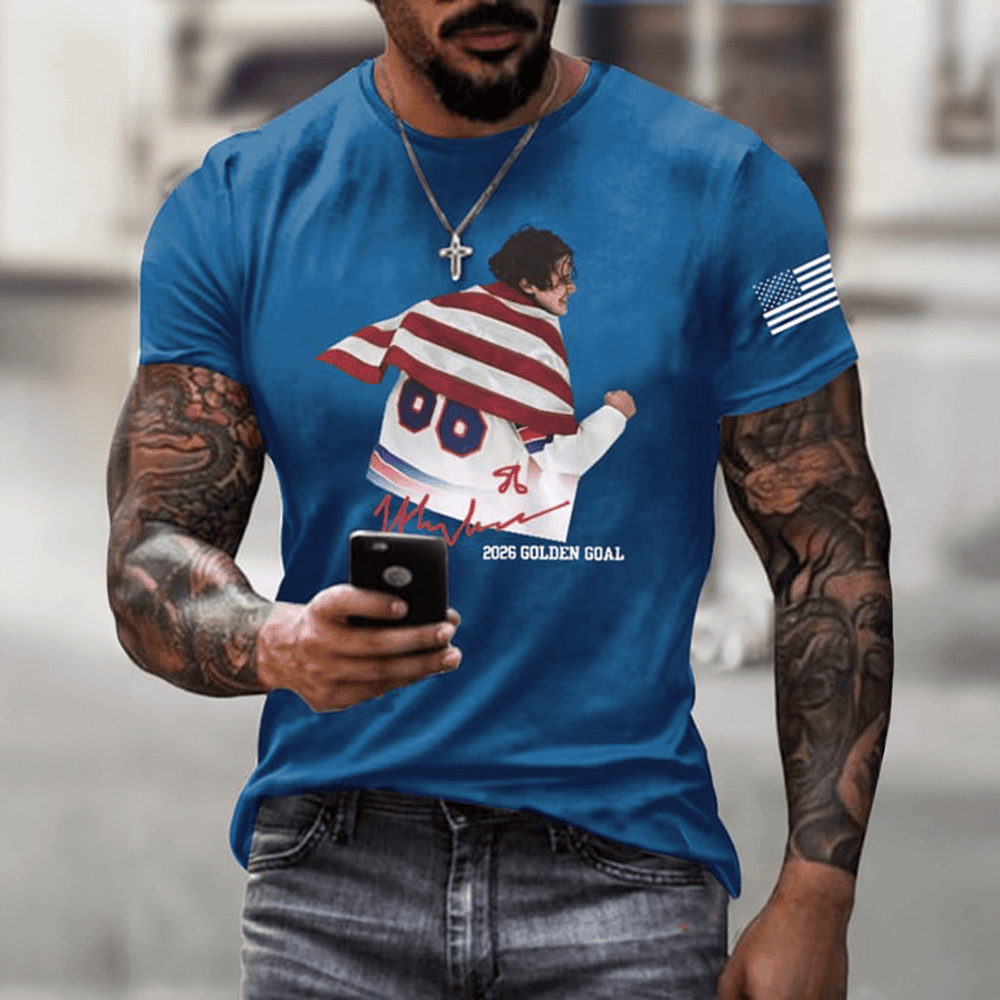 Jack Hughes USA Hockey Golden Goal 2026 Signature T-Shirt 2026 Golden Goal Shirt