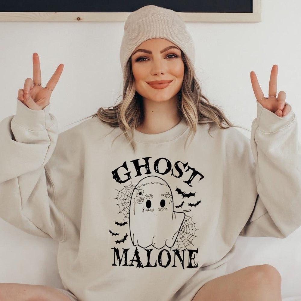 Ghost Malone Sweatshirt Cute Boo Halloween Sweatshirts Gifts For Him Her - Lilybirchmarket