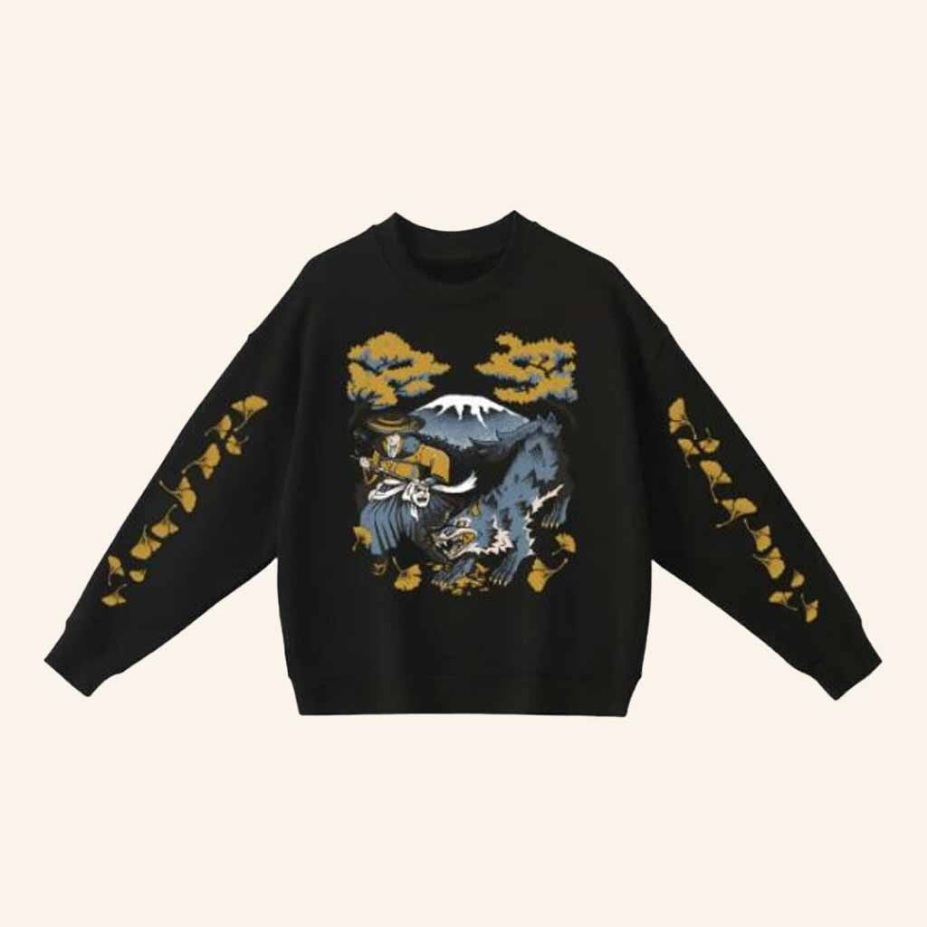 Ghost Of Yotei Merch Atsu Wolf And Mount Fuji Sweatshirt Best Gift For Game Lovers - Lilybirchmarket