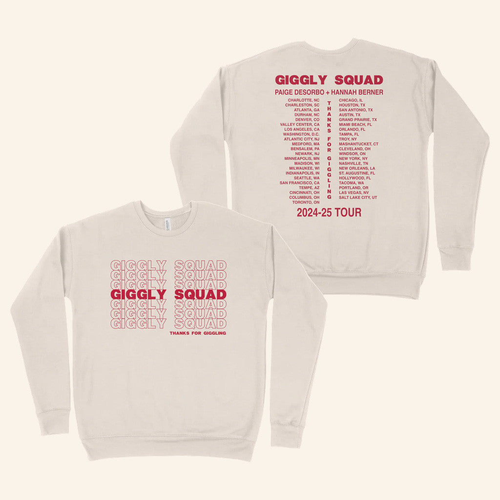 Giggly Squad Merch Thank You For Giggling 2024 2025 Tour Crewneck Sweatshirt Xmas Gifts For Fan - Lilybirchmarket