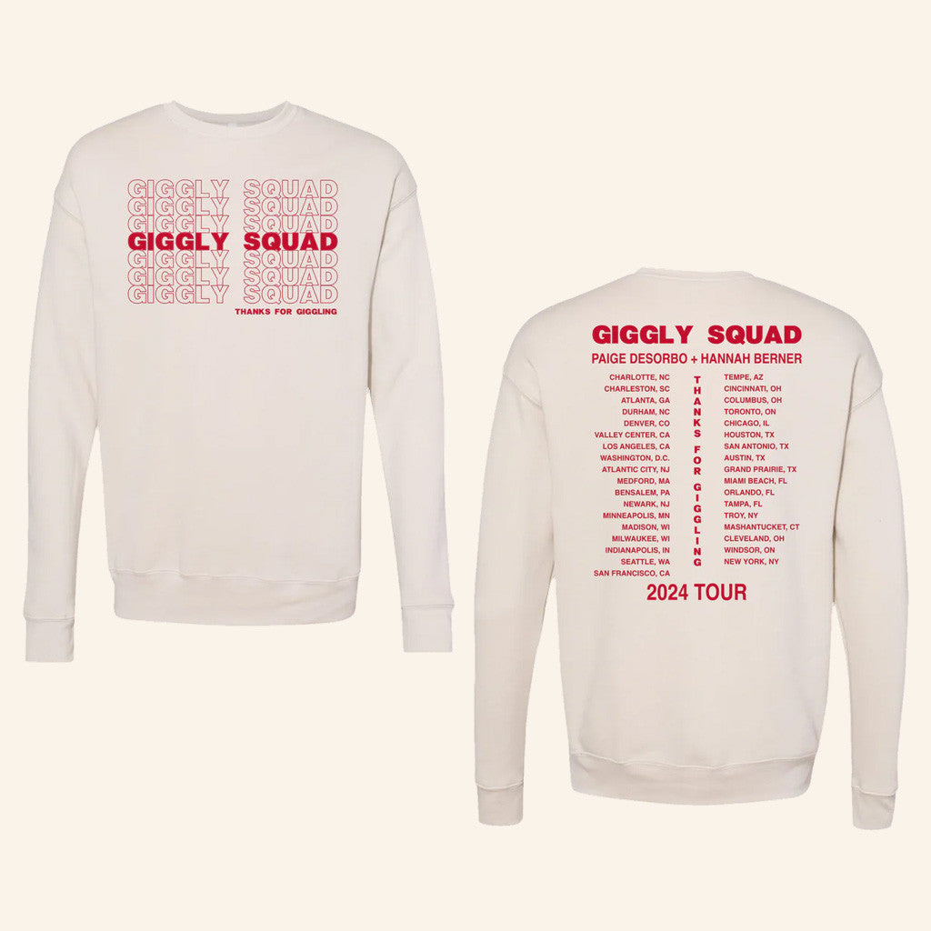 Giggly Squad Merch Thank You For Giggling 2024 Tour Crewneck Sweatshirt Xmas Gifts For Him - Lilybirchmarket
